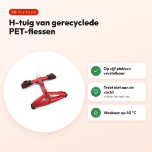 Morso hondentuig H-tuig Lipstick roze 40-55 x 1,5 cm – gerecycled – voordelen