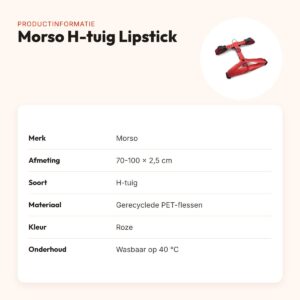 Morso hondentuig H-tuig Lipstick roze 70-100 x 2,5 cm – gerecycled – productinformatie