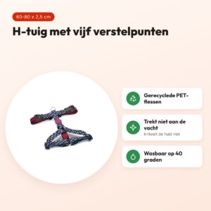 Morso hondentuig H-tuig Power Flow zwart 60-80 x 2,5 cm – gerecycled – voordelen