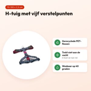 Morso hondentuig H-tuig Power Flow zwart 70-100 x 2,5 cm – gerecycled – voordelen
