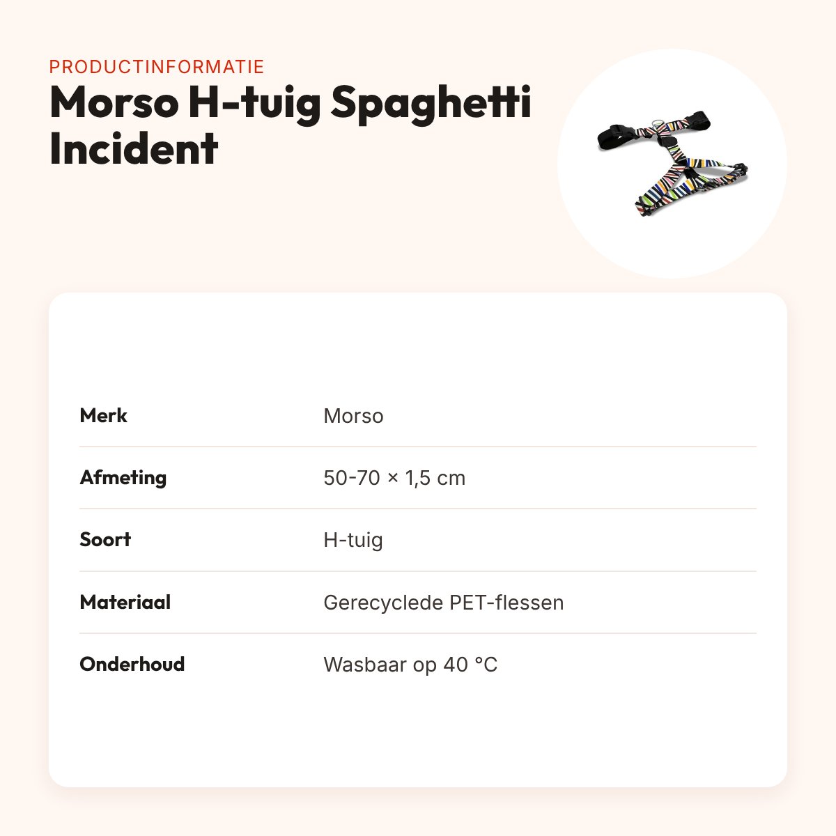 Morso hondentuig H-tuig Spaghetti Incident 50-70 x 1,5 cm – verstelbaar – productinformatie