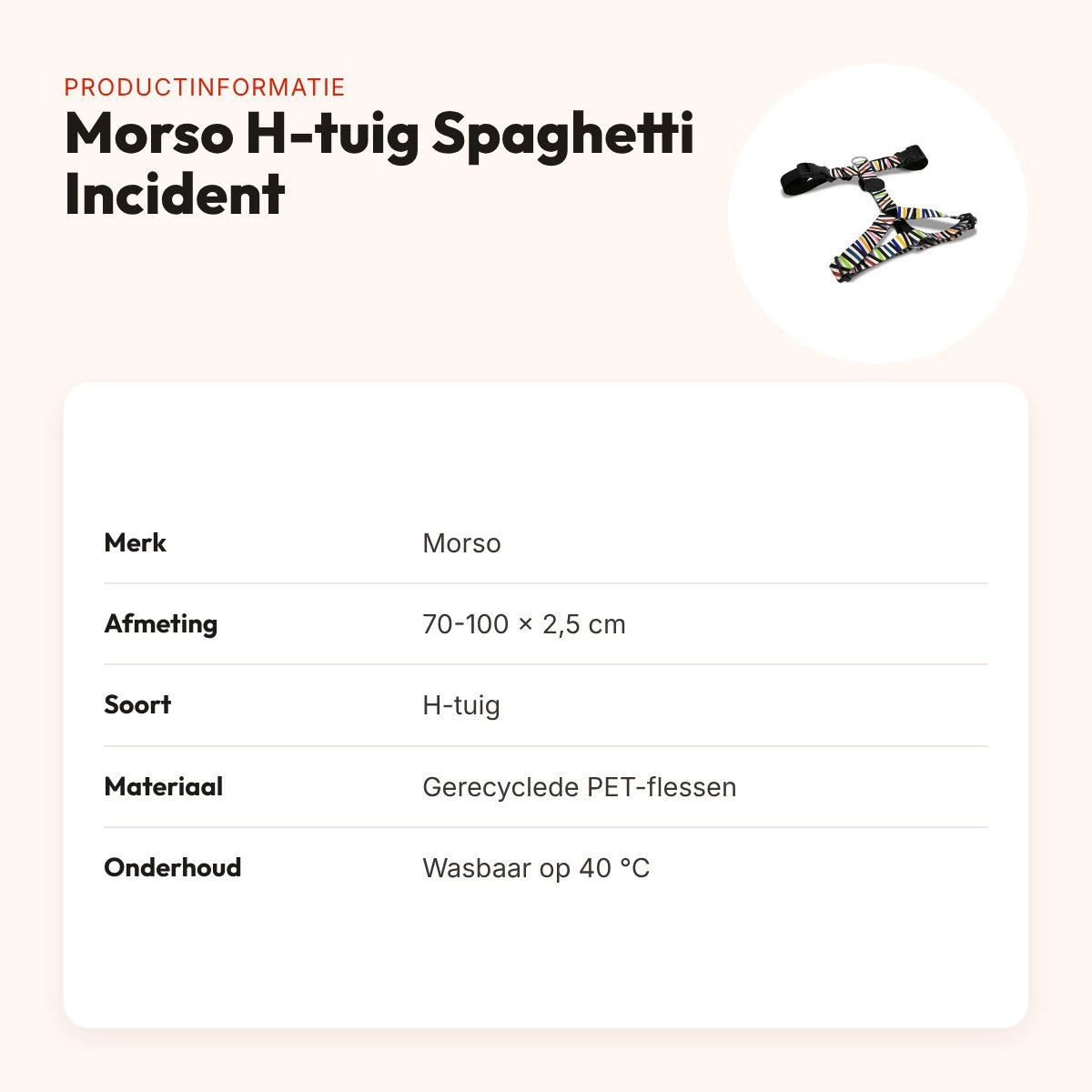 Morso hondentuig H-tuig Spaghetti Incident 70-100 x 2,5 cm – verstelbaar – productinformatie