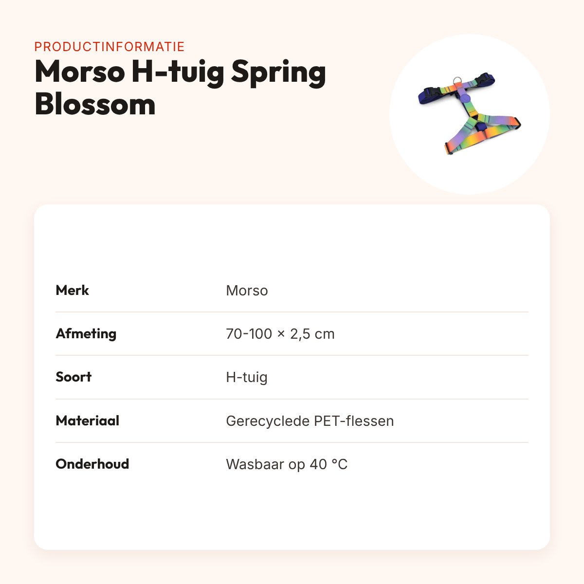 Morso hondentuig H-tuig Spring Blossom 70-100 x 2,5 cm – verstelbaar – productinformatie