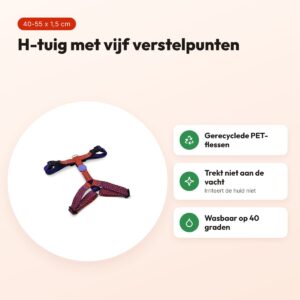 Morso hondentuig H-tuig Urban Lizard rood 40-55 x 1,5 cm – gerecycled – voordelen