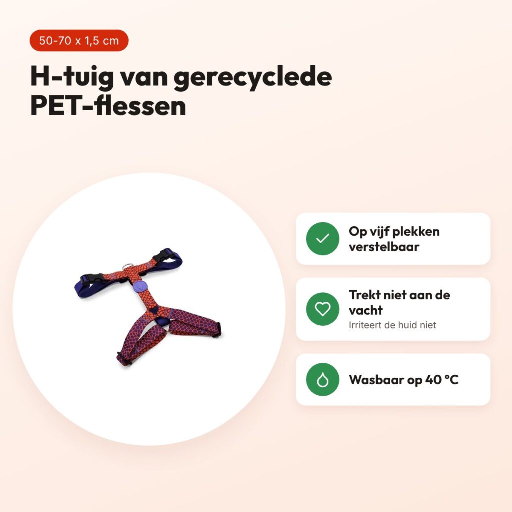 Morso hondentuig H-tuig Urban Lizard rood 50-70 x 1,5 cm – gerecycled – voordelen