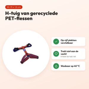 Morso hondentuig H-tuig Urban Lizard rood 50-70 x 1,5 cm – gerecycled – voordelen