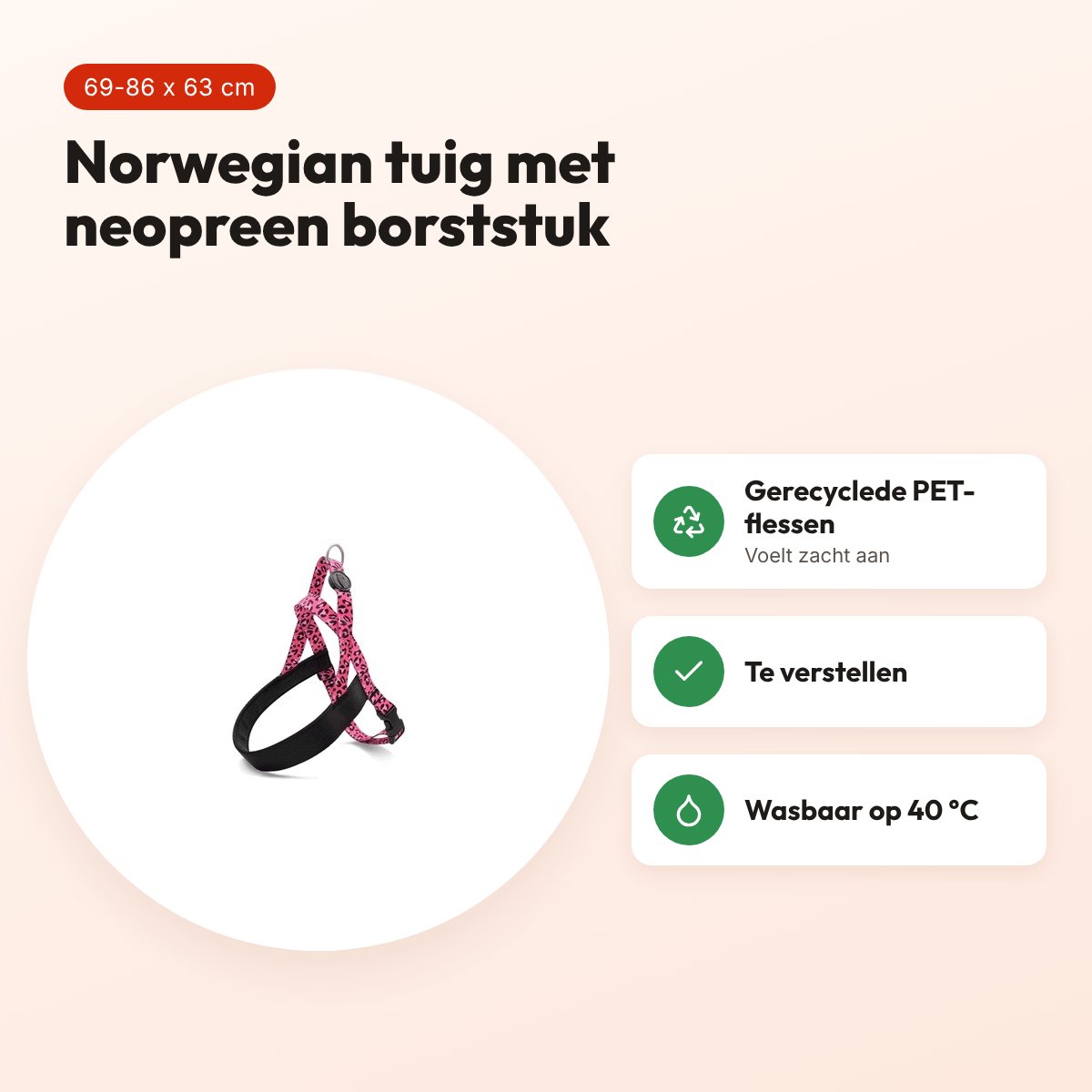Morso hondentuig Norwegian Bubble Leo roze 69-86 x 63 cm – gerecycled – voordelen