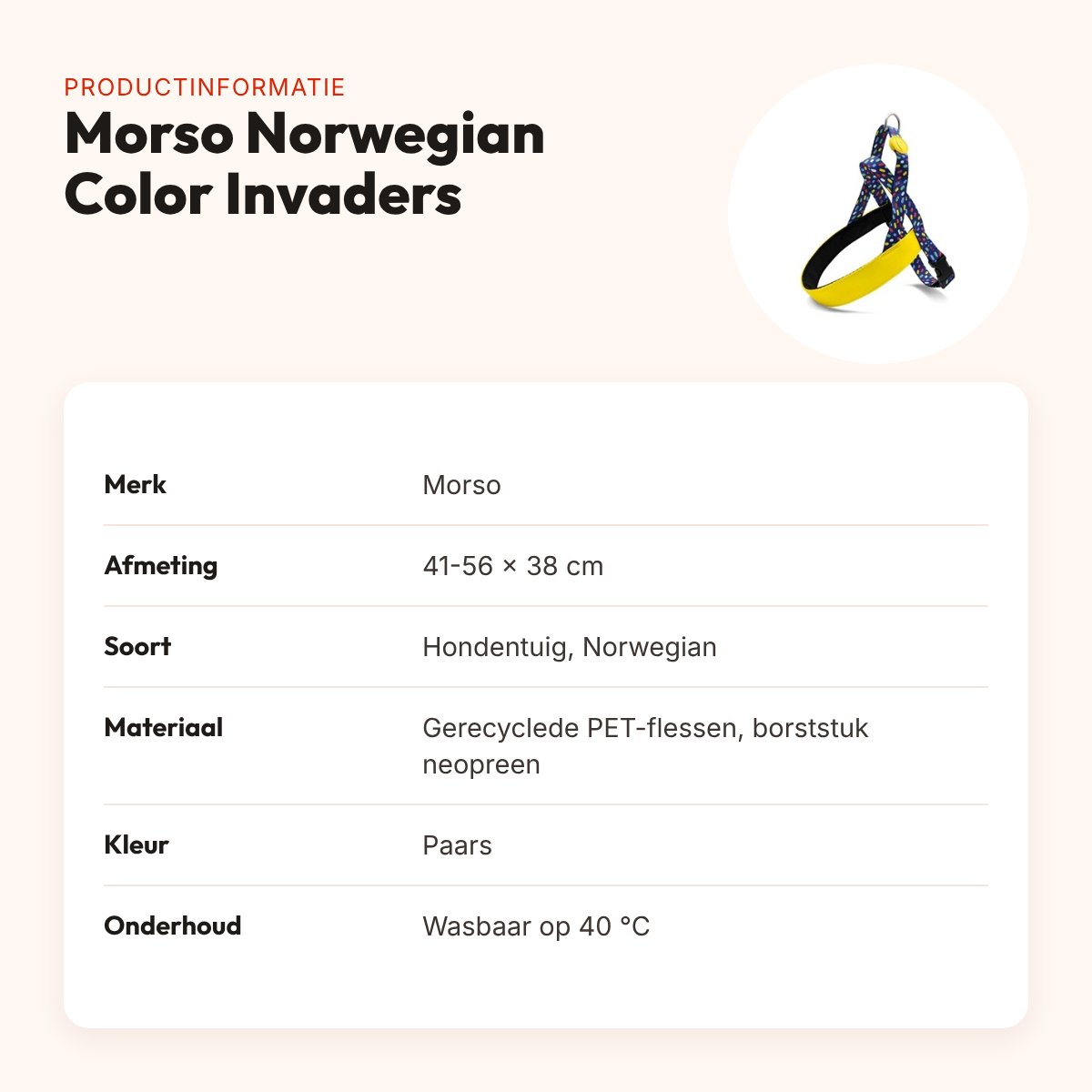 Morso hondentuig Norwegian Color Invaders paars 41-56 x 38 cm – gerecycled – productinformatie
