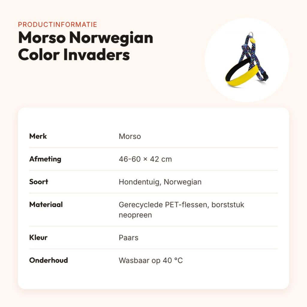 Morso hondentuig Norwegian Color Invaders paars 46-60 x 42 cm – gerecycled – productinformatie