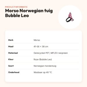 Morso hondentuig Norwegian gerecycled Bubble Leo roze 41-56 x 38 cm – productinformatie