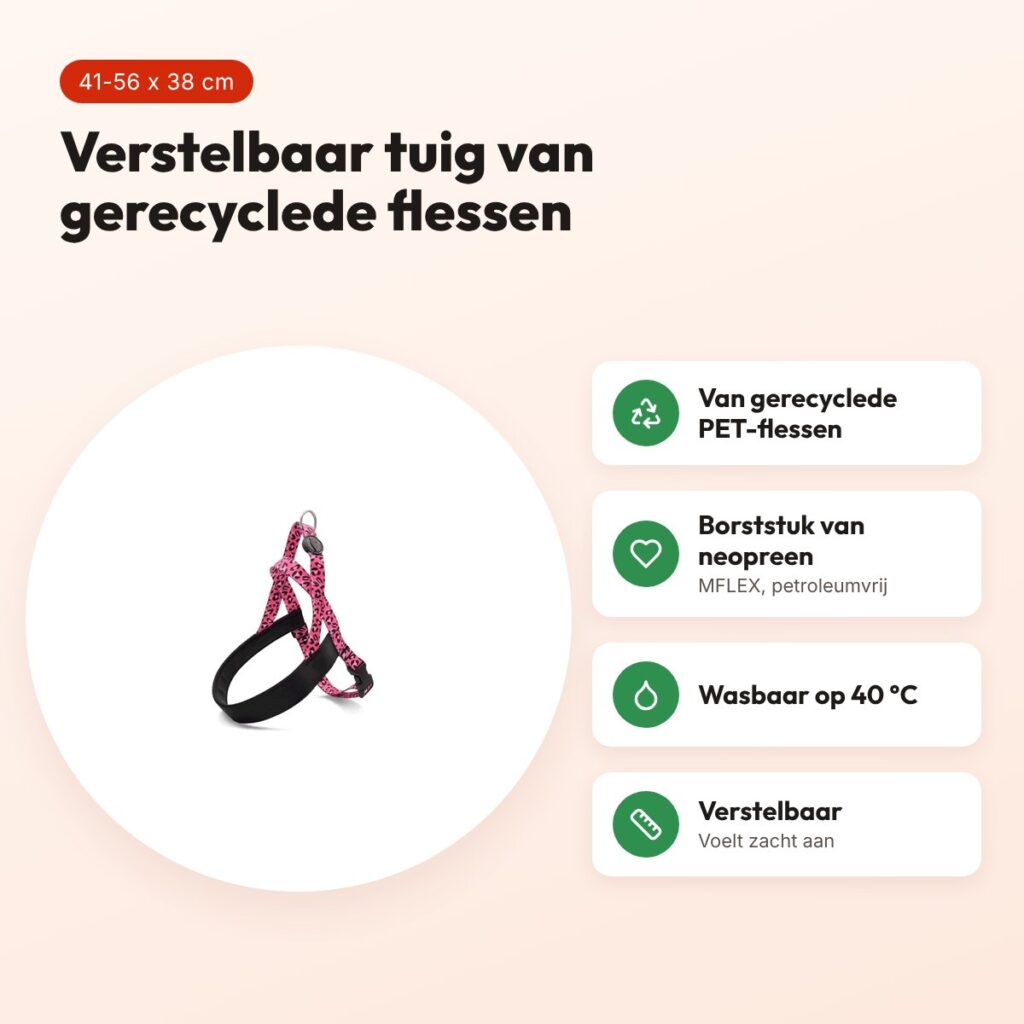 Morso hondentuig Norwegian gerecycled Bubble Leo roze 41-56 x 38 cm – voordelen