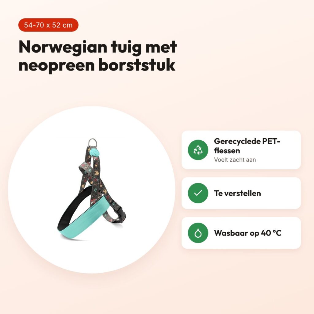 Morso hondentuig Norwegian Ink Tank groen 54-70 x 52 cm – gerecycled – voordelen