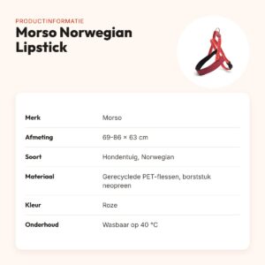 Morso hondentuig Norwegian Lipstick roze 69-86 x 63 cm – gerecycled – productinformatie
