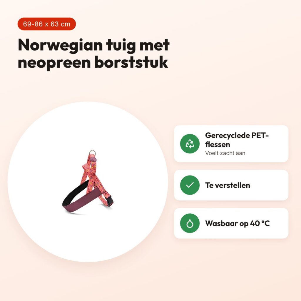 Morso hondentuig Norwegian Pink Think roze 69-86 x 63 cm – gerecycled – voordelen