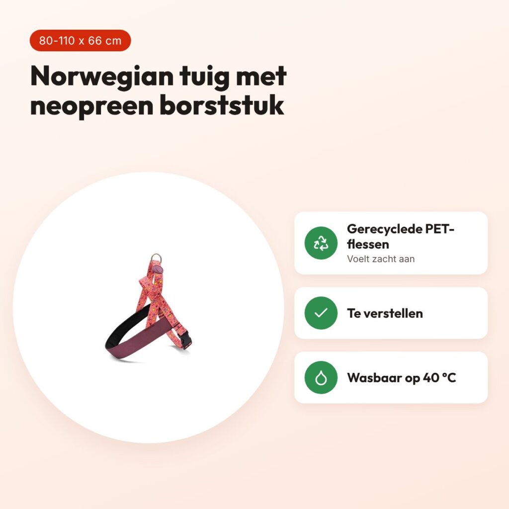 Morso hondentuig Norwegian Pink Think roze 80-110 x 66 cm – gerecycled – voordelen