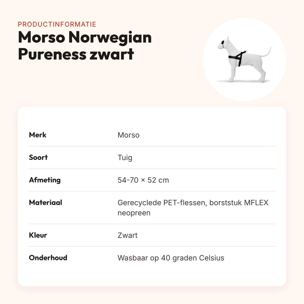 Morso hondentuig Norwegian Pureness zwart 54-70 x 52 cm – gerecycled – productinformatie