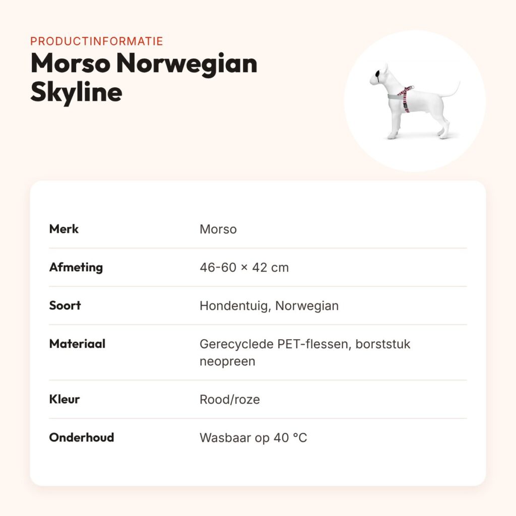 Morso hondentuig Norwegian Skyline rood/roze 46-60 x 42 cm – productinformatie