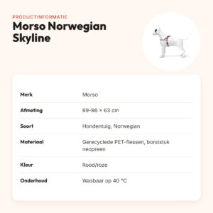 Morso hondentuig Norwegian Skyline rood/roze 69-86 x 63 cm – gerecycled – productinformatie