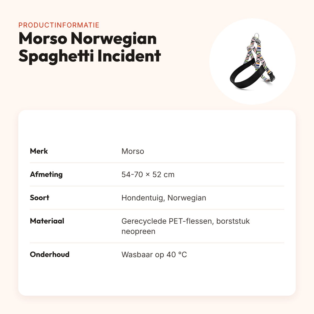 Morso hondentuig Norwegian Spaghetti Incident 54-70 x 52 cm – gerecycled – productinformatie