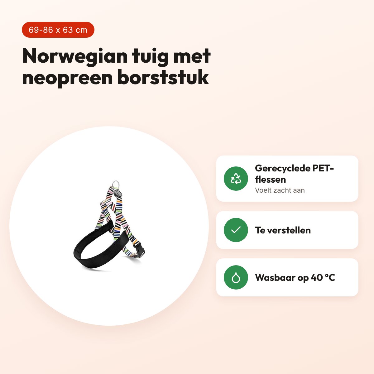 Morso hondentuig Norwegian Spaghetti Incident 69-86 x 63 cm – gerecycled – voordelen