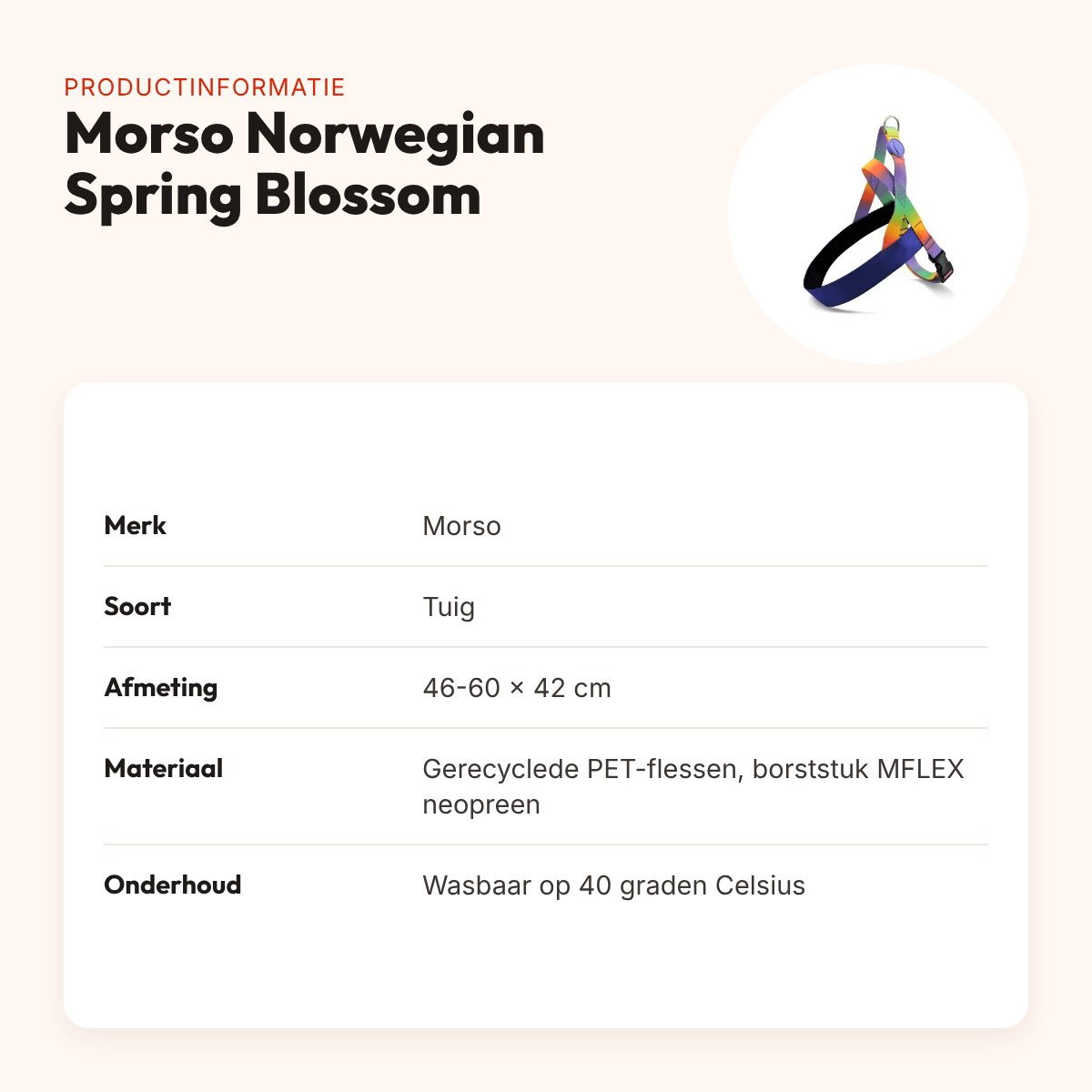 Morso hondentuig Norwegian Spring Blossom 46-60 x 42 cm – gerecycled – productinformatie