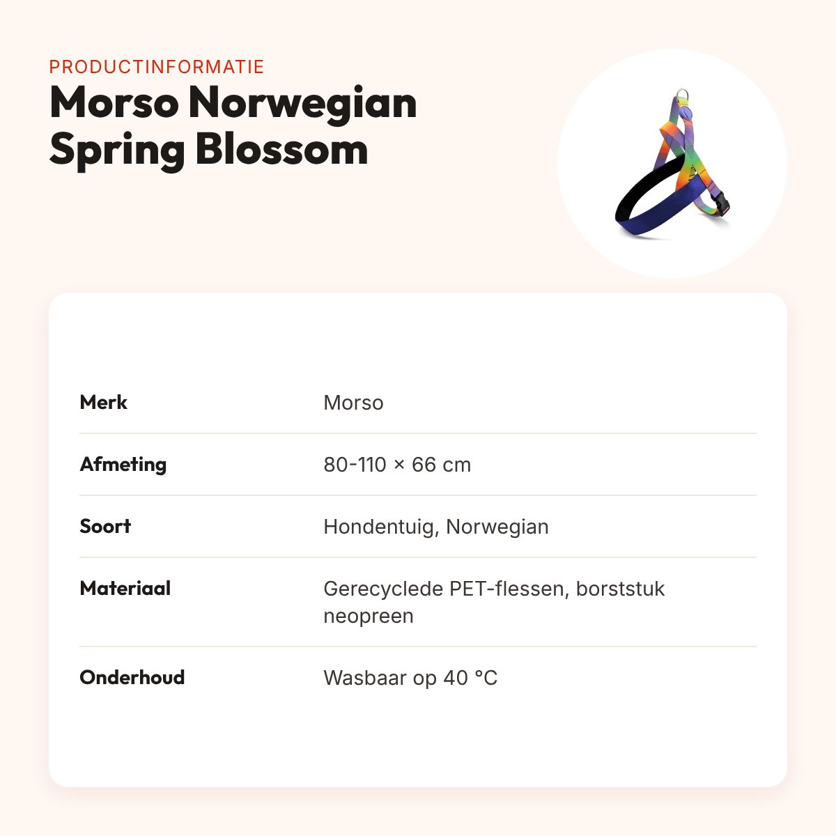 Morso hondentuig Norwegian Spring Blossom 80-110 x 66 cm – productinformatie