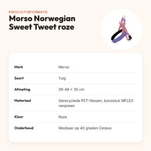 Morso hondentuig Norwegian Sweet Tweet roze 39-48 x 35 cm – gerecycled – productinformatie