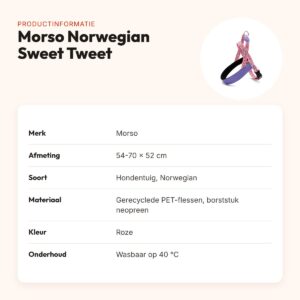 Morso hondentuig Norwegian Sweet Tweet roze 54-70 x 52 cm – gerecycled – productinformatie