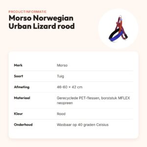 Morso hondentuig Norwegian Urban Lizard rood 46-60 x 42 cm – gerecycled – productinformatie