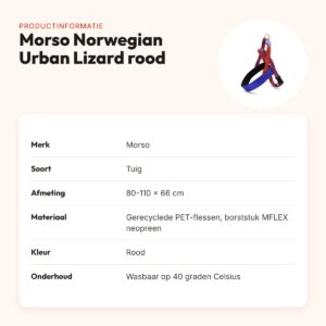 Morso hondentuig Norwegian Urban Lizard rood 80-110 x 66 cm – gerecycled – productinformatie