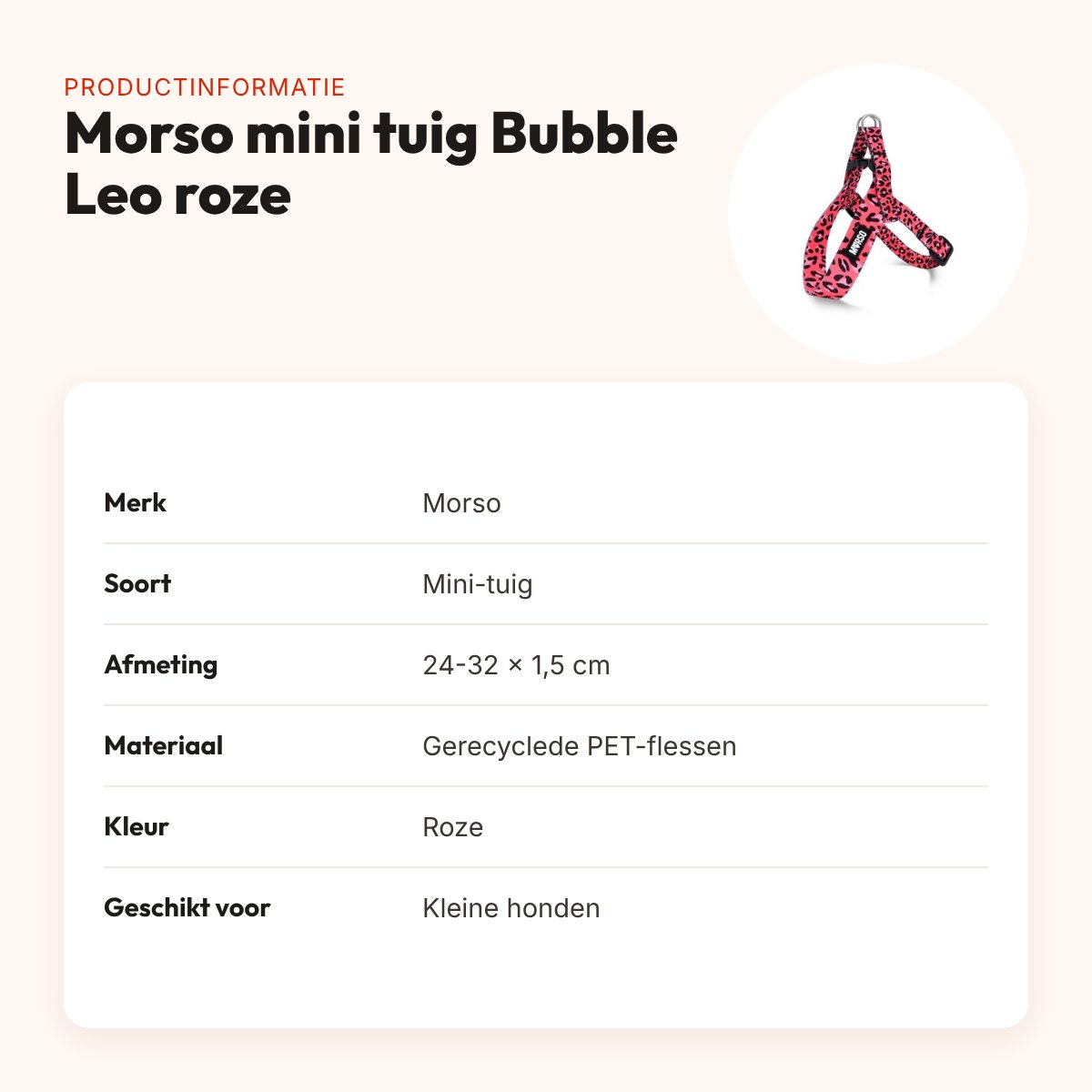 Morso mini hondentuig Bubble Leo roze 24-32 x 1,5 cm – voor kleine honden – productinformatie