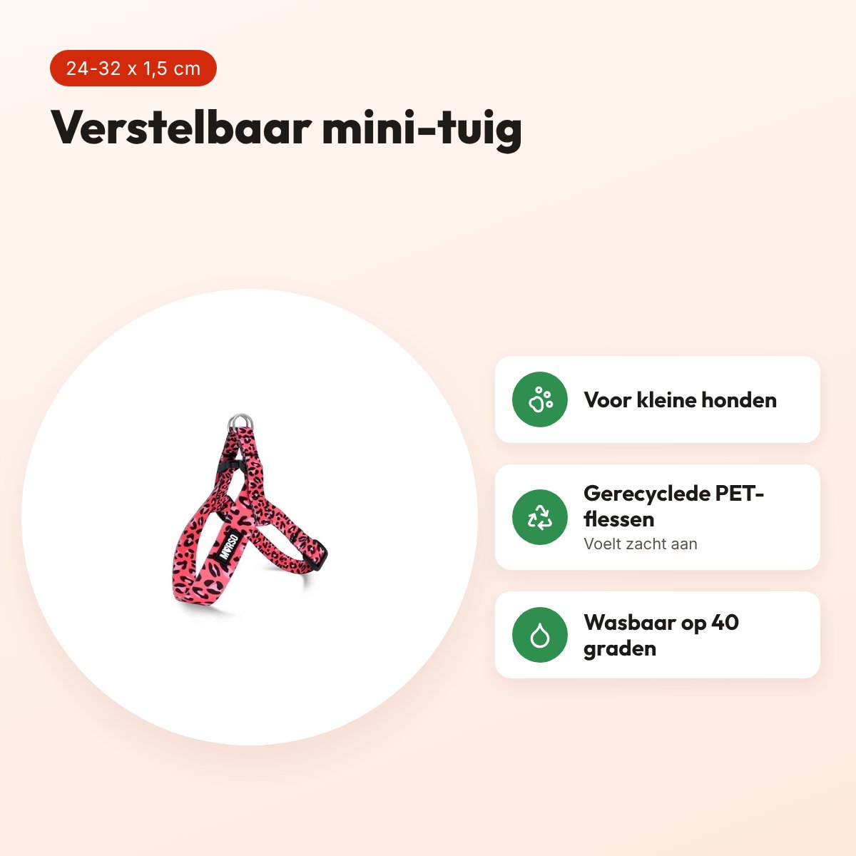 Morso mini hondentuig Bubble Leo roze 24-32 x 1,5 cm – voor kleine honden – voordelen