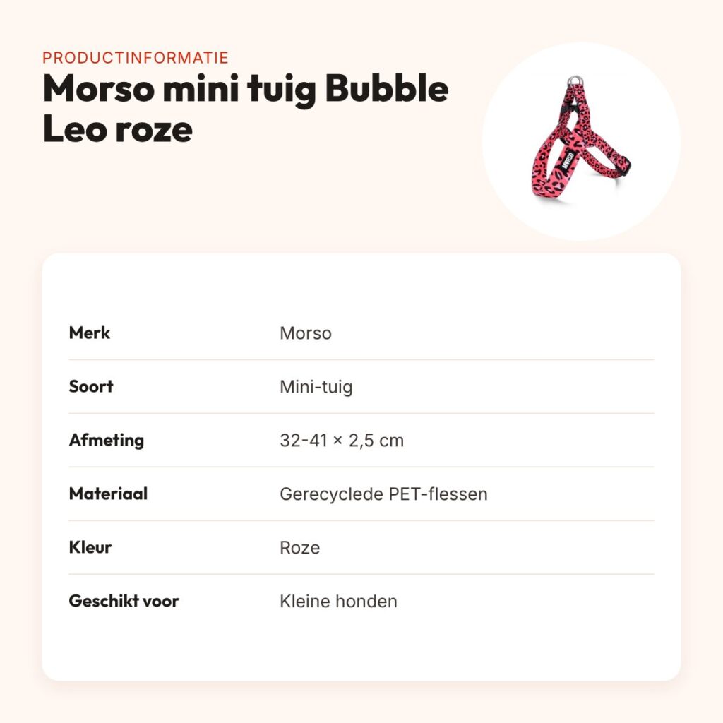 Morso mini hondentuig Bubble Leo roze 32-41 x 2,5 cm – voor kleine honden – productinformatie