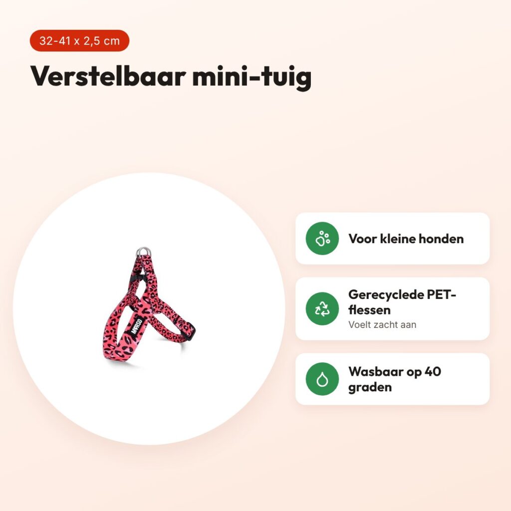 Morso mini hondentuig Bubble Leo roze 32-41 x 2,5 cm – voor kleine honden – voordelen