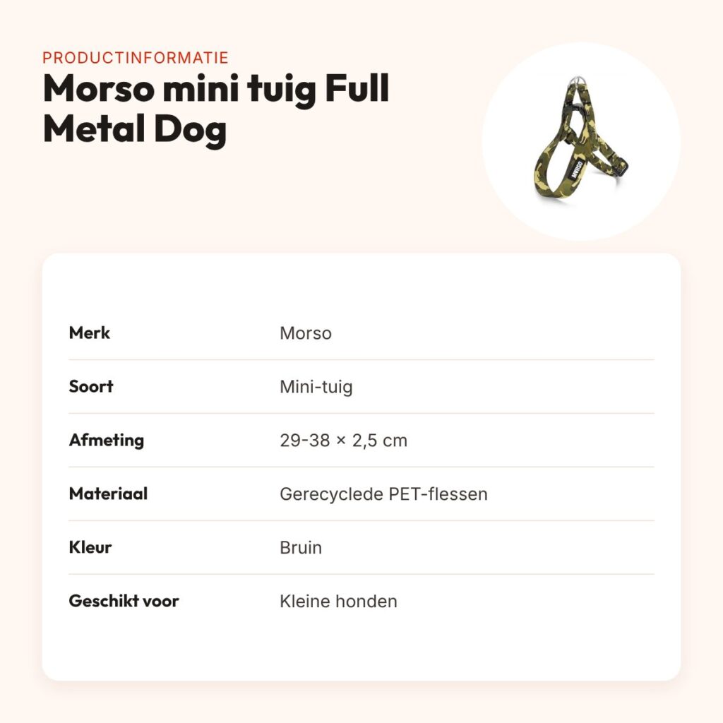 Morso mini hondentuig Full Metal Dog bruin 29-38 x 2,5 cm – productinformatie