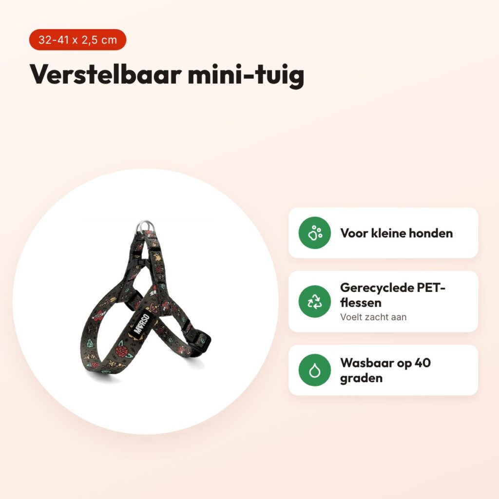 Morso mini hondentuig Ink Tank groen 32-41 x 2,5 cm – voor kleine honden – voordelen