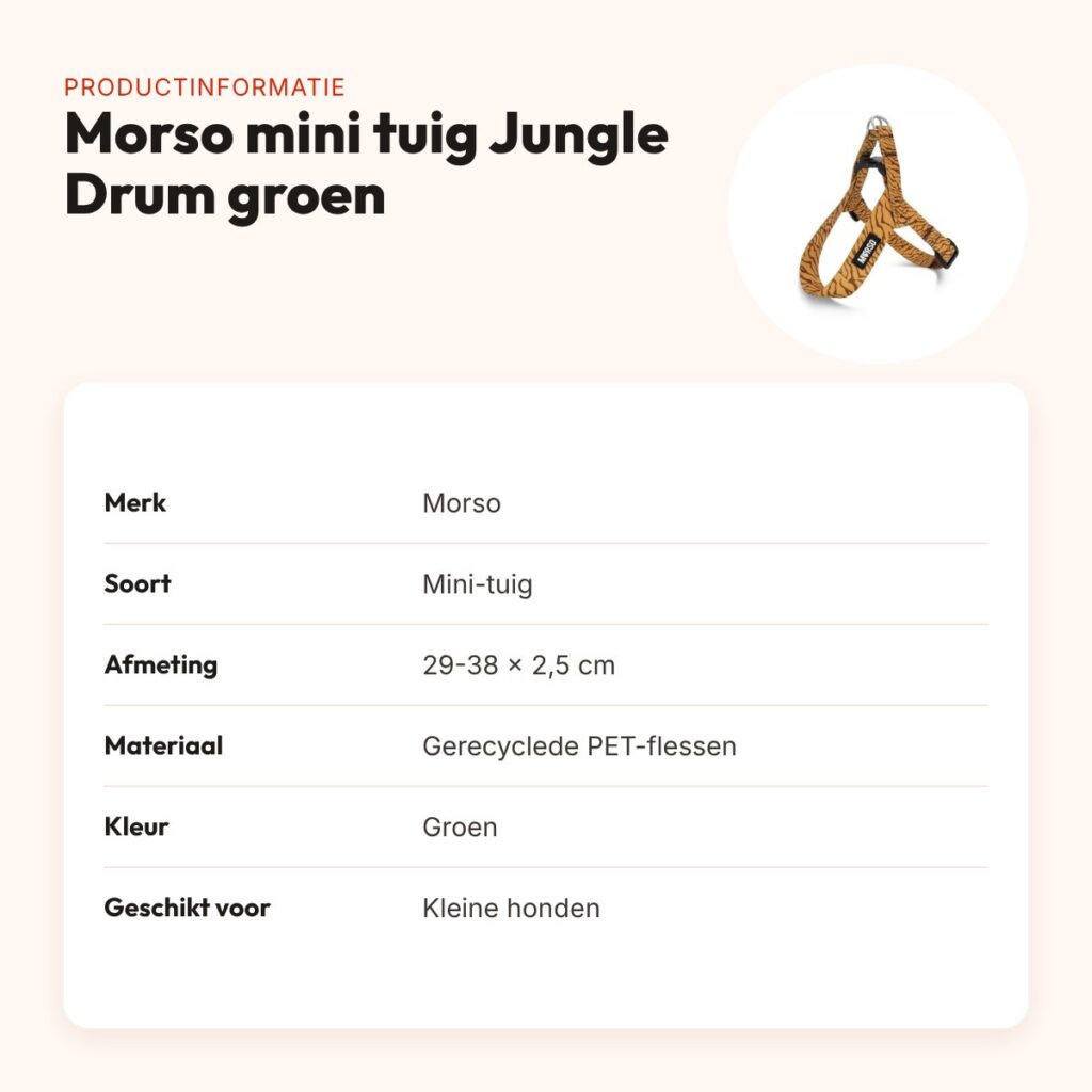 Morso mini hondentuig Jungle Drum groen 29-38 x 2,5 cm – voor kleine honden – productinformatie