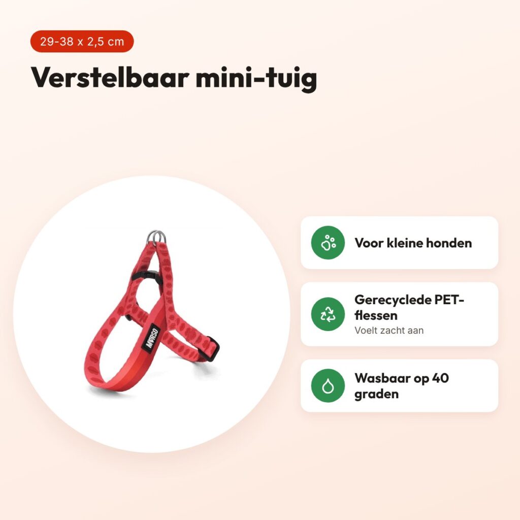 Morso mini hondentuig Lipstick roze 29-38 x 2,5 cm – voor kleine honden – voordelen