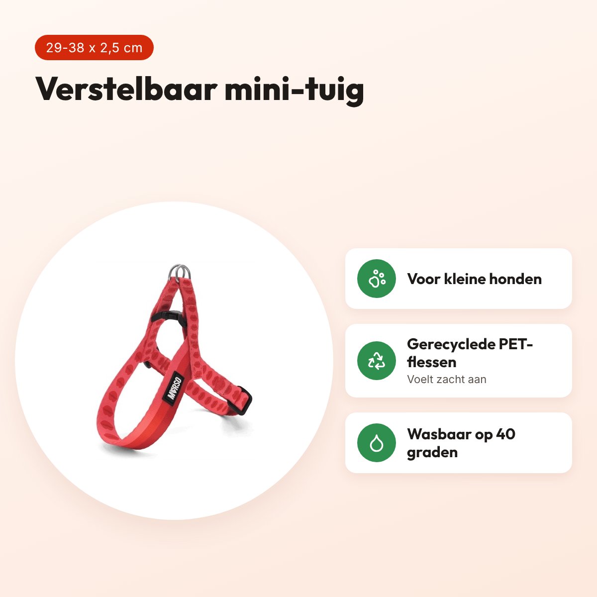 Morso mini hondentuig Lipstick roze 29-38 x 2,5 cm – voor kleine honden – voordelen