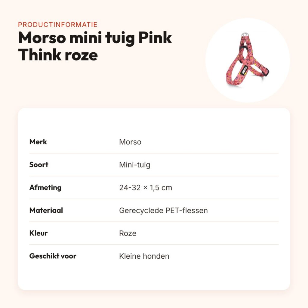 Morso mini hondentuig Pink Think roze 24-32 x 1,5 cm – voor kleine honden – productinformatie