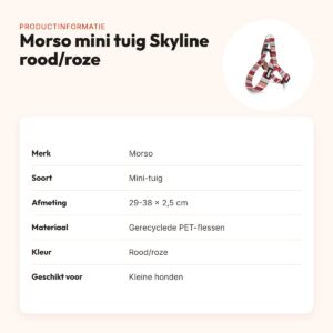 Morso mini hondentuig Skyline rood/roze 29-38 x 2,5 cm – voor kleine honden – productinformatie