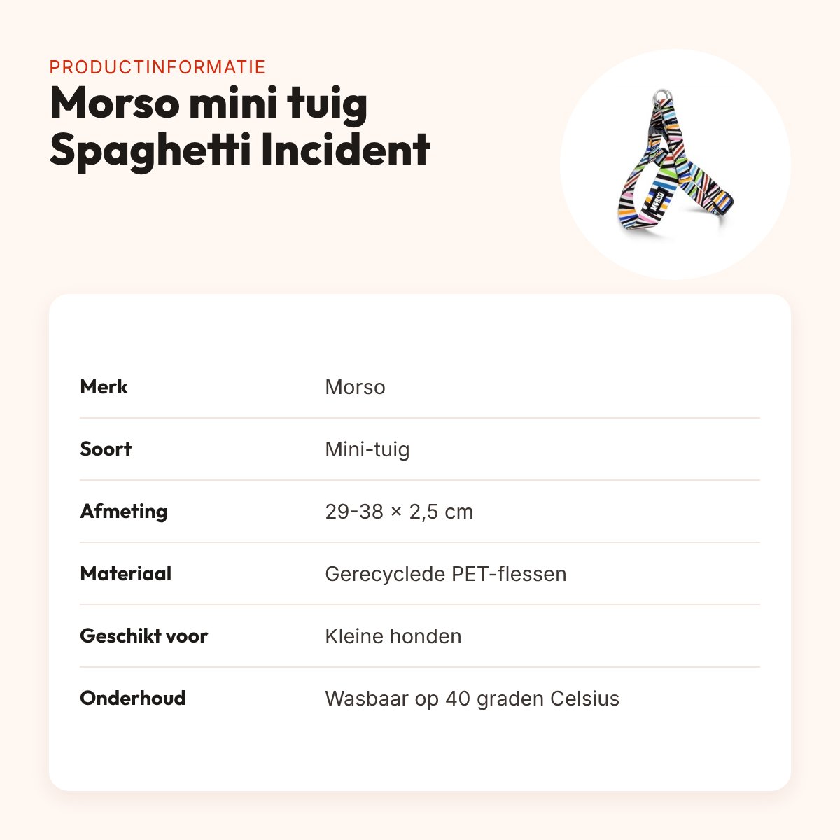 Morso mini hondentuig Spaghetti Incident 29-38 x 2,5 cm – productinformatie