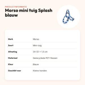 Morso mini hondentuig Splash blauw 24-32 x 1,5 cm – voor kleine honden – productinformatie
