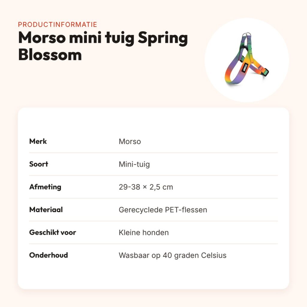 Morso mini hondentuig Spring Blossom 29-38 x 2,5 cm – voor kleine honden – productinformatie