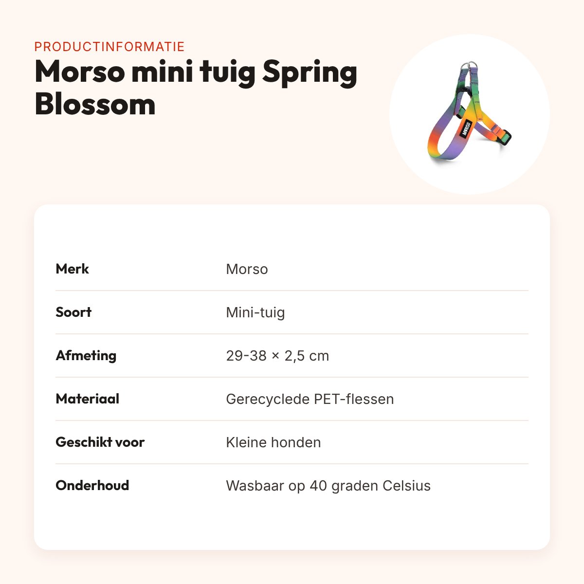 Morso mini hondentuig Spring Blossom 29-38 x 2,5 cm – voor kleine honden – productinformatie
