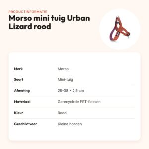 Morso mini hondentuig Urban Lizard rood 29-38 x 2,5 cm – voor kleine honden – productinformatie