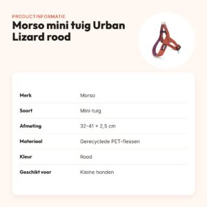 Morso mini hondentuig Urban Lizard rood 32-41 x 2,5 cm – voor kleine honden – productinformatie