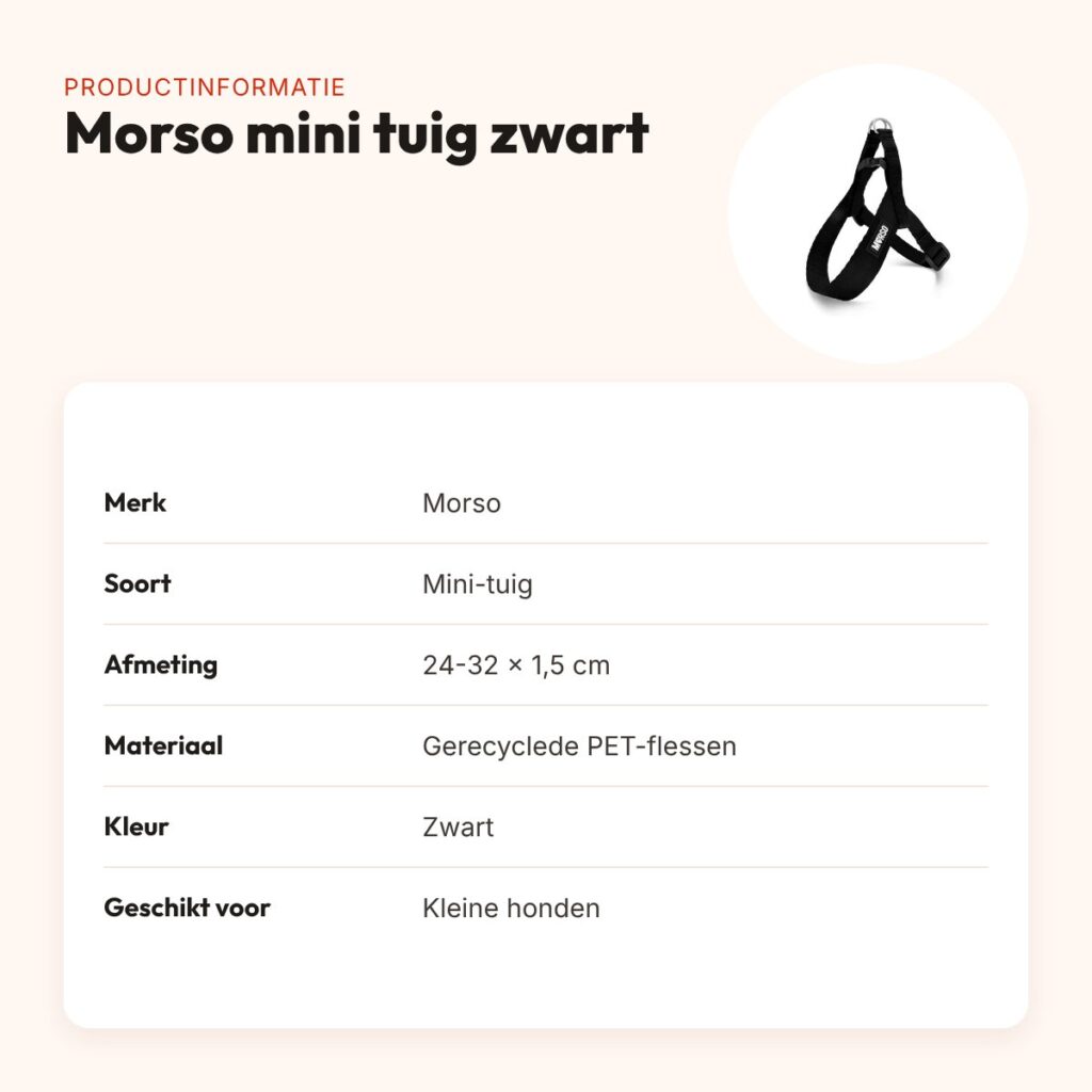 Morso mini hondentuig zwart 24-32 x 1,5 cm – voor kleine honden – productinformatie