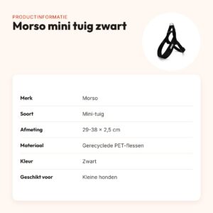Morso mini hondentuig zwart 29-38 x 2,5 cm – voor kleine honden – productinformatie