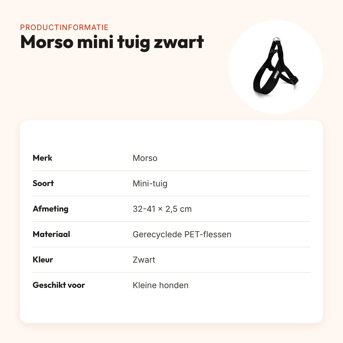 Morso mini hondentuig zwart 32-41 x 2,5 cm – voor kleine honden – productinformatie